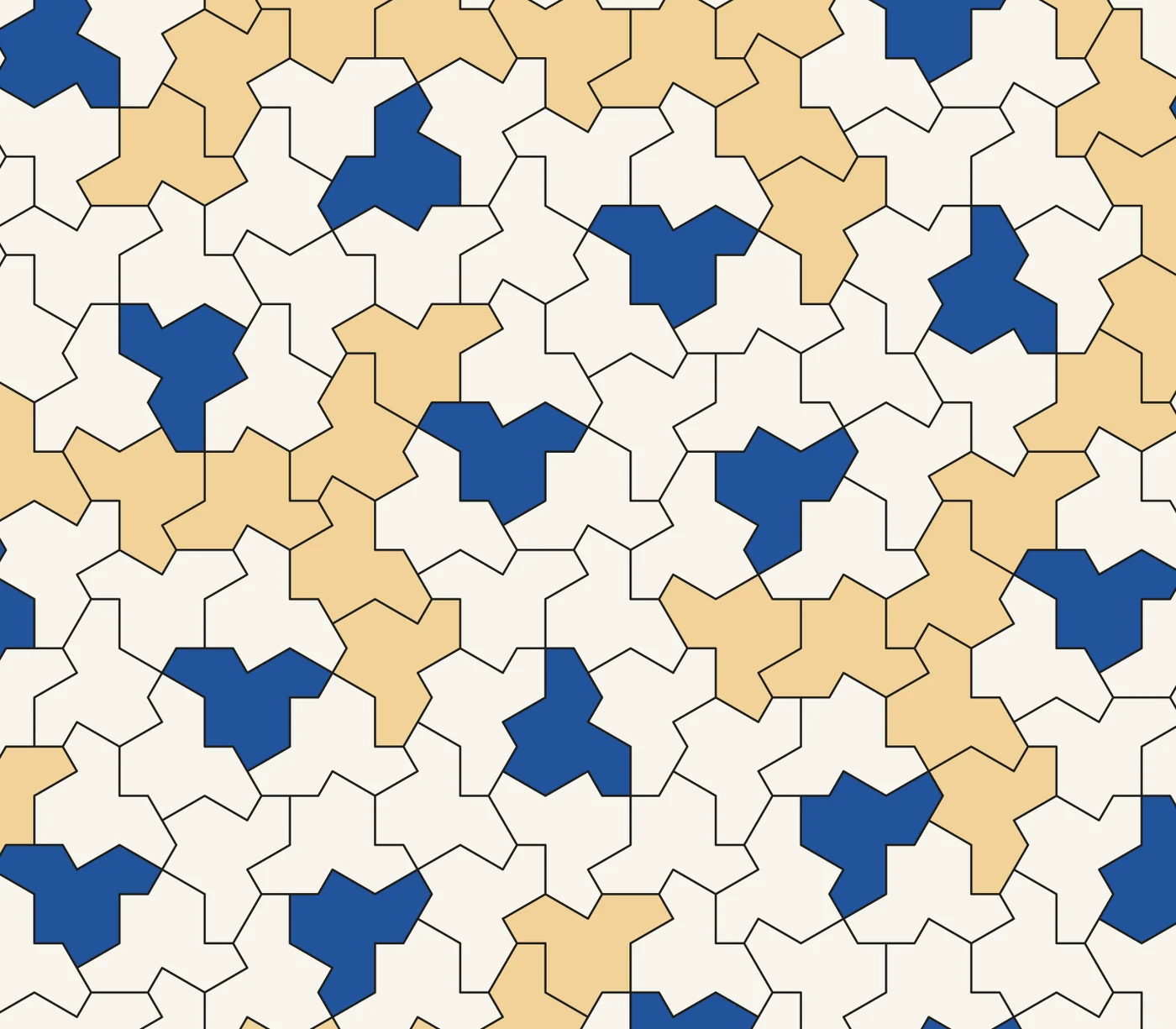 Every tile is the same hat; the blue ones are its mirror image.